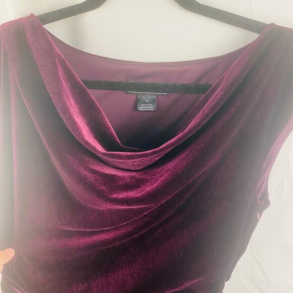 Jessica Howard Purple Velvet Cowl‎ Neck Dress Size 10 - Picture 6 of 8